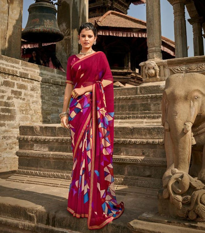 Kashvi Virasat Fancy Wear Georgette Printed Stylish Saree Collection